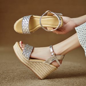 Women's One-Strap Sandals with Wedge Heel and Platform - Style s.html