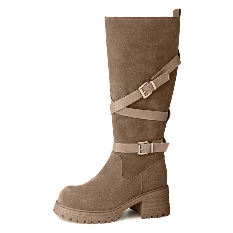 Knight Boots High Shaft Chunky Heel Side Zip - Image 5